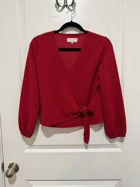 Madewell Red Textured Wrap Top
